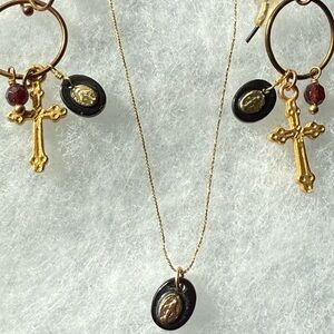 Chan Luu Gold and Black Cross Earrings